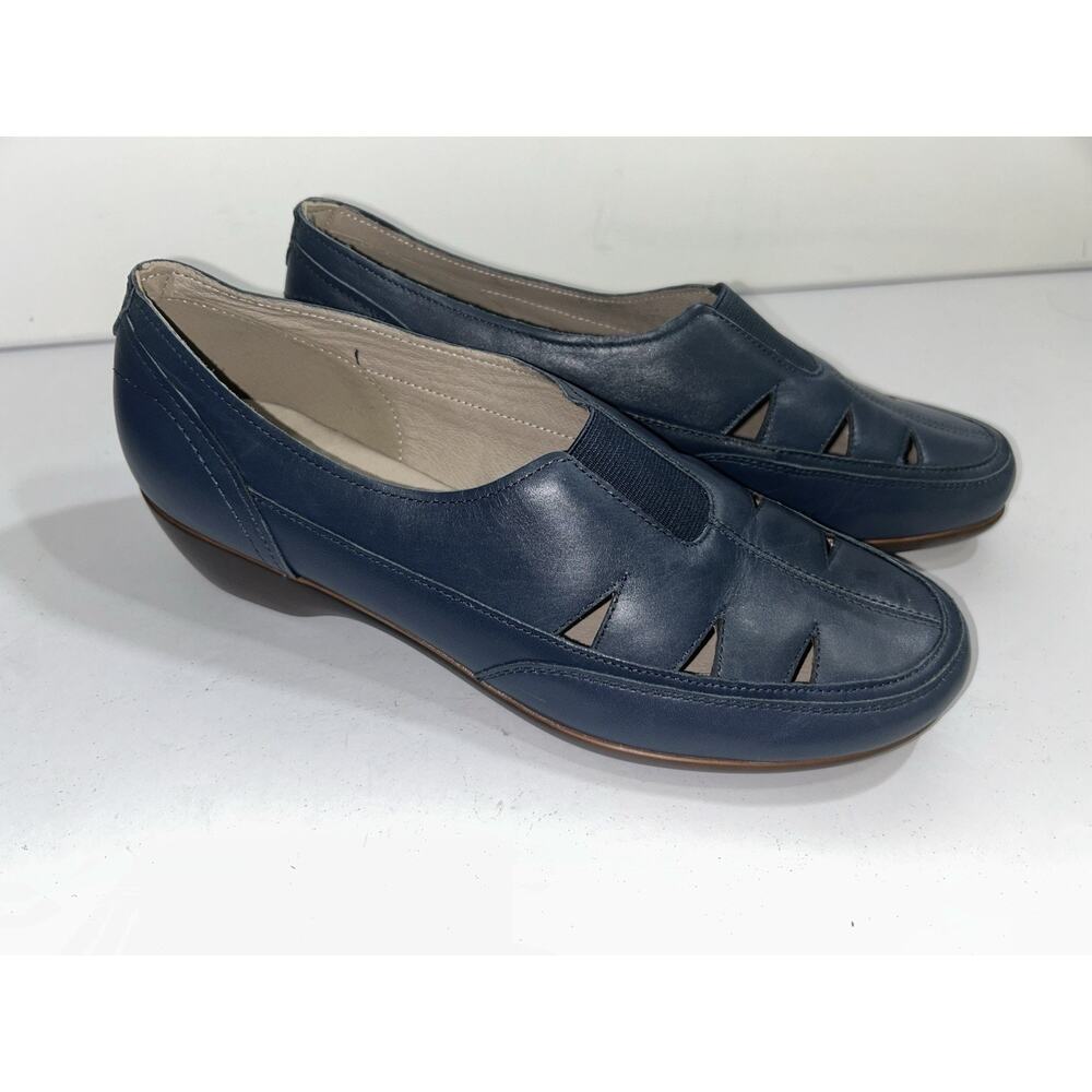 Easy Spirit Daisie Women’s Cutout Slip-On Navy Blue Leather Flats Size US 9.5M